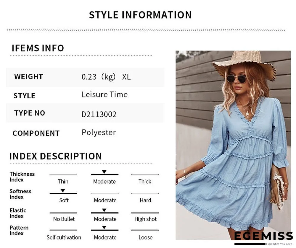 V-neck Sexy Dress Casual Holiday Style | EGEMISS