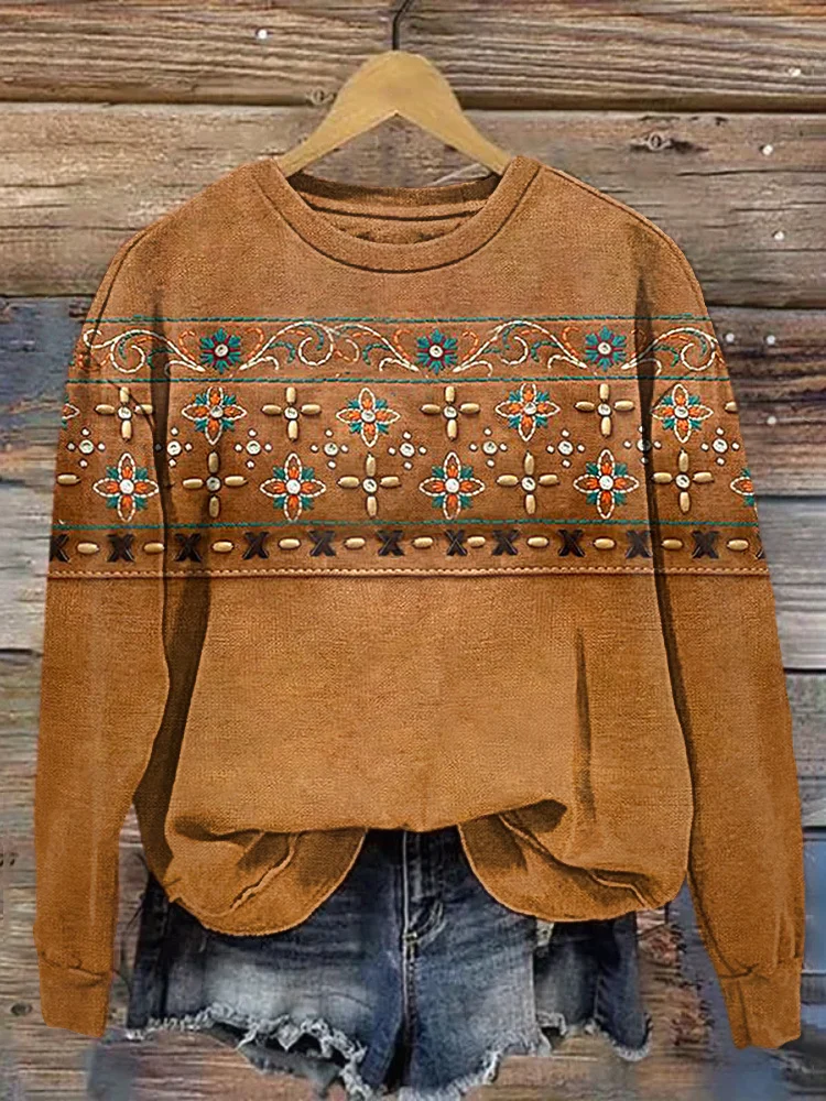 Vintage Western Casual Cozy Sweatshirt