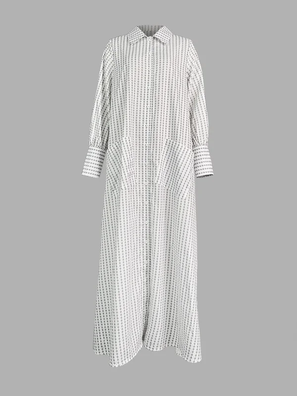 Lapel Long Sleeve Dress With Split