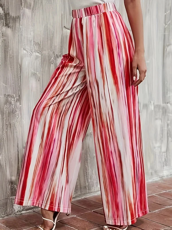 Elasticity Striped Loose Plus Size Trousers Pants