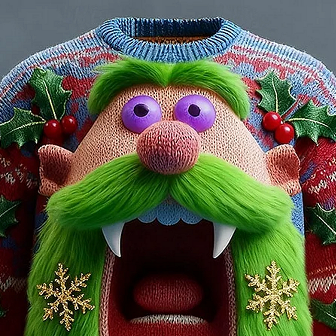 3D Print Christmas Monster Holly Berry Ugly Sweatshirt-inspireuse