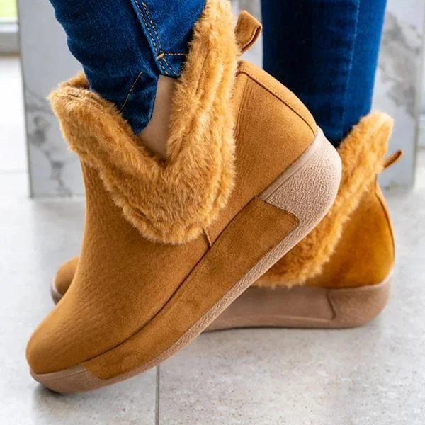 Soft Faux Suede Fur Ankle Boots