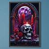 Candélabre Crâne Foncé-Perçage Rond Peinture Diamant-40 * 60CM (Grande Taille)