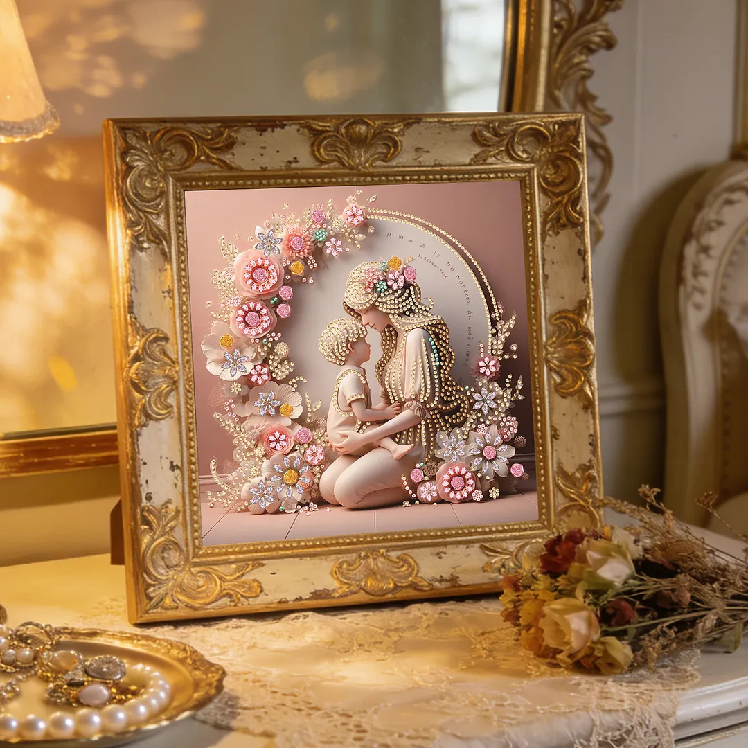 Diamond Painting - Partial Special Shaped Drill - Mother Son Warmth(Canvas|30x30cm)