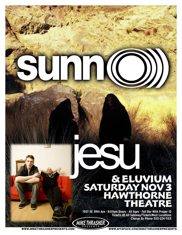 SUNN O))) Gig POSTER Nov. 2007 Portland Oregon Concert