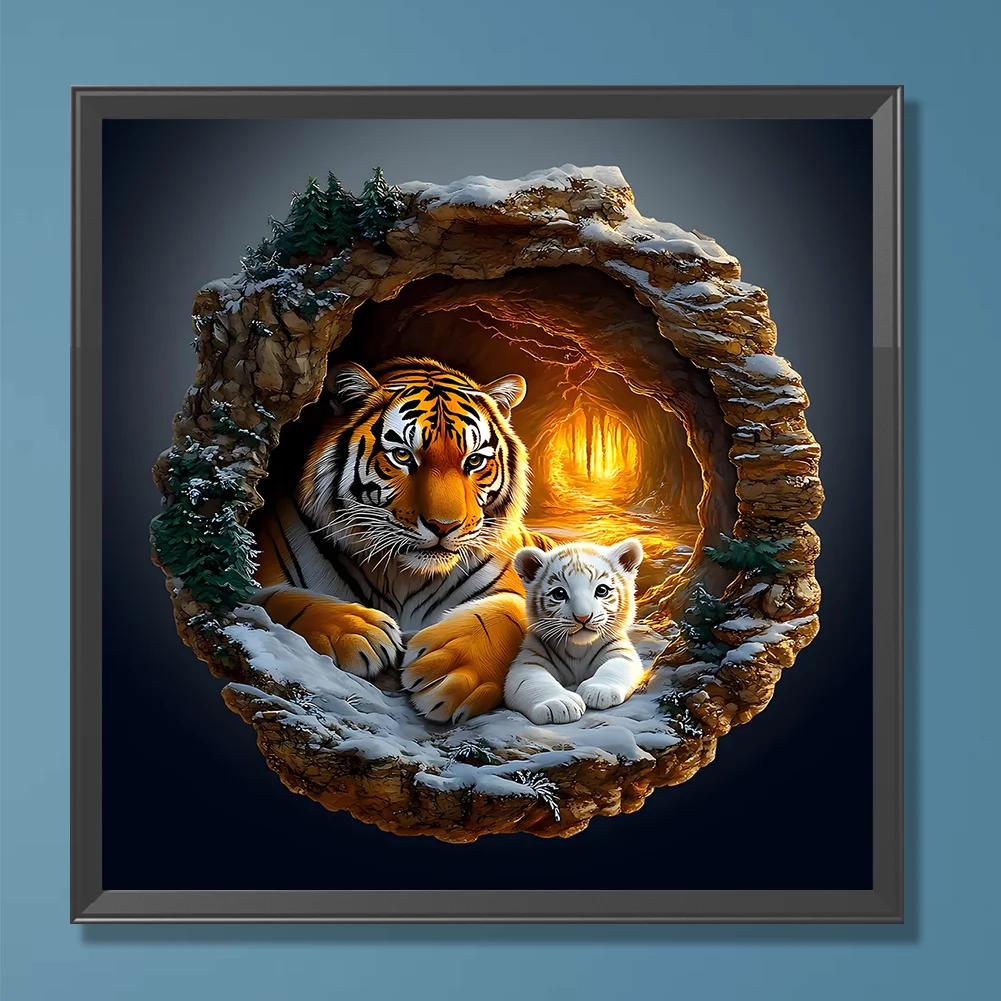 Diamond Painting - Full Round Drill - Cave Tiger(Canvas|30*30cm)