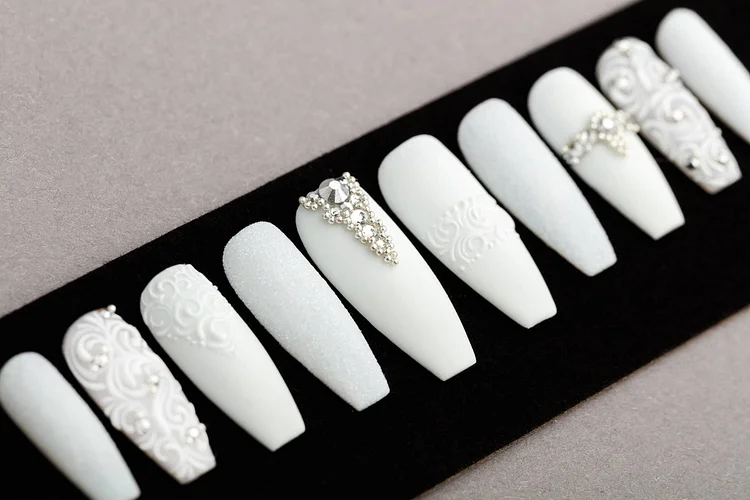 Blissful Whites Press On Nails