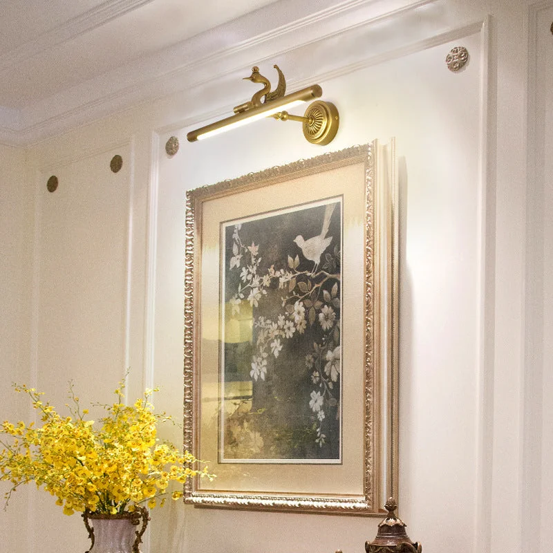 Traditional Linear Wall Light Fixture Metal LED 14"/18"/23" Wide Brass/Black Bathroom Vanity Lighting