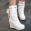 Fashion wedge heel lace high heel women's boots