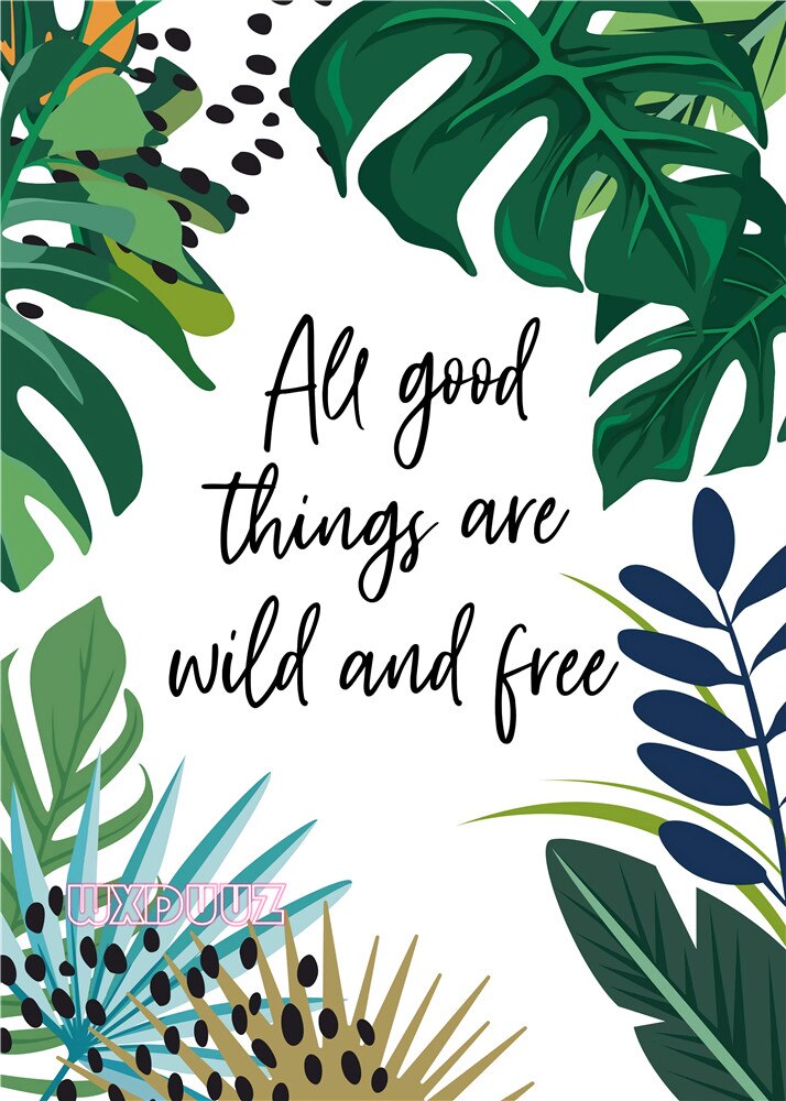 HD simple nordic tropical rainforest plant flamingo leopard hand-painted small fresh decorative painting canvas material poster