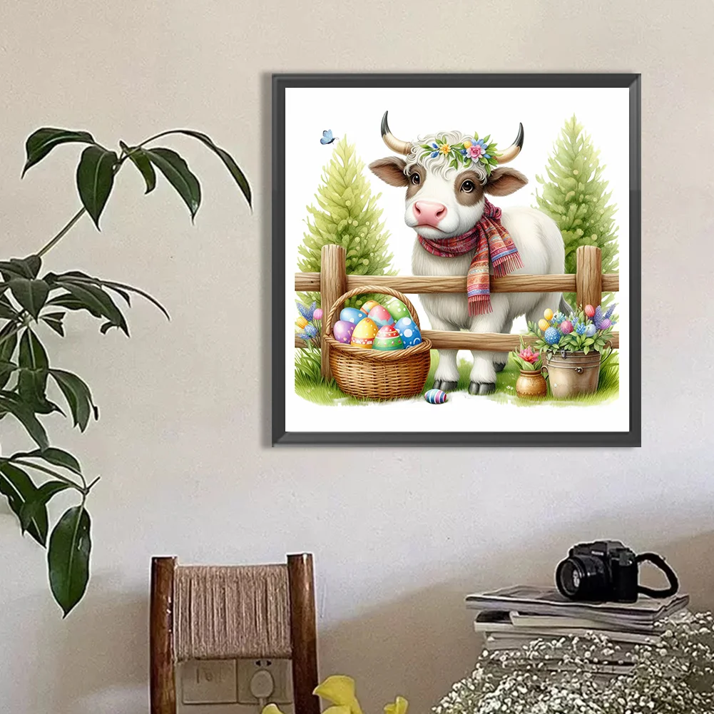 Diamond Painting - Full Round Drill - Easter Cow(Canvas|40*40cm)