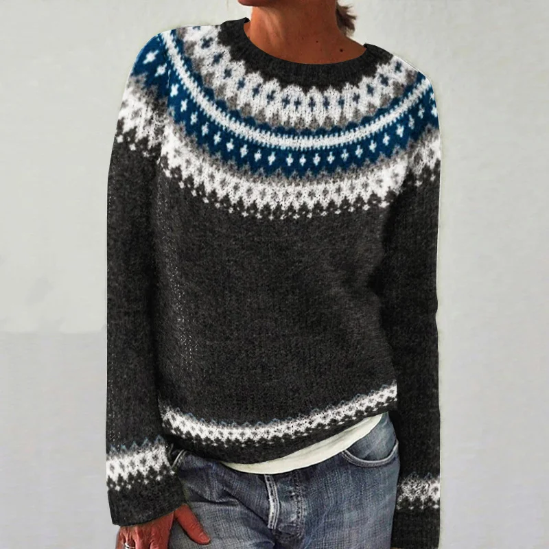 Fairman Island Wave Pattern Long Sleeve Sweater
