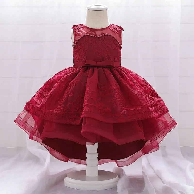2021 Summer White 2 1st Birthday Dress For Baby Girl Clothes Trailing Christening Dress Princess Dresses Party Infant Vestidos