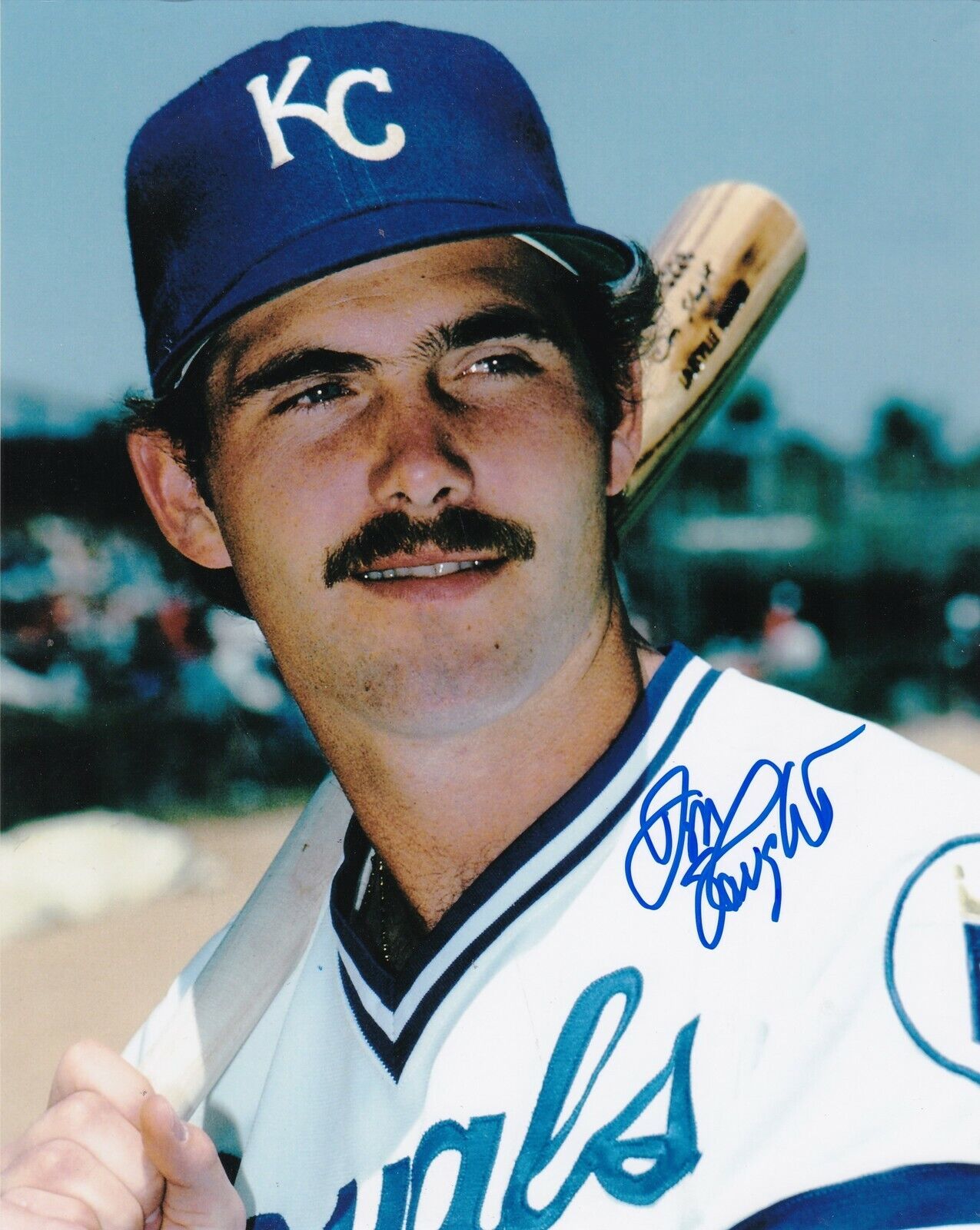 DON SLAUGHT KANSAS CITY ROYALS COLOR ACTION SIGNED 8x10