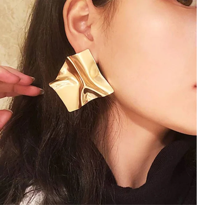 Personality Geometric Irregular Exaggerated Mirror Stud Earrings