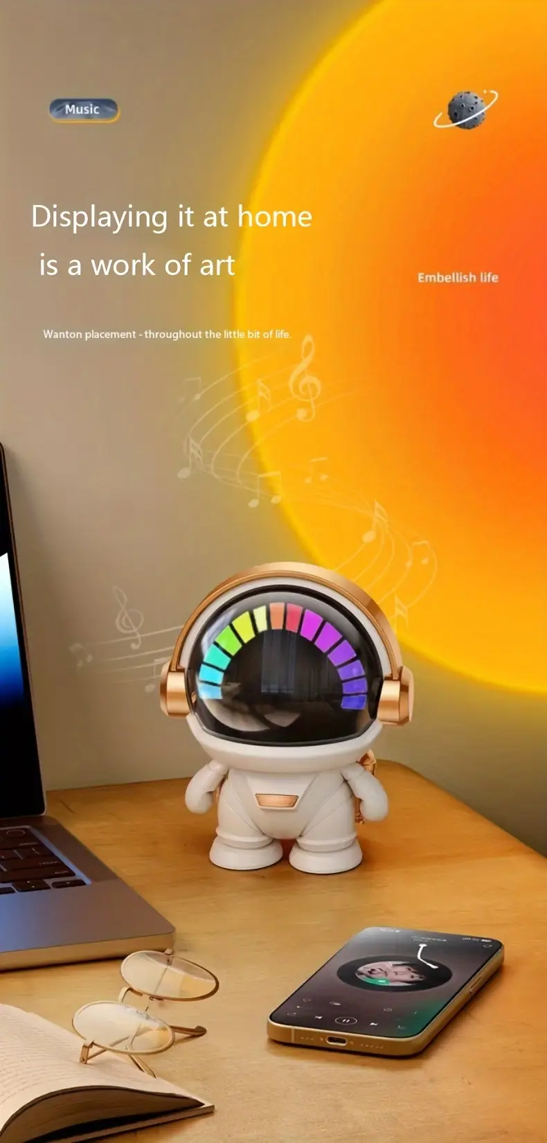cute astronaut small speaker small wireless portable speaker with led party office decoration subwoofer portable speaker birthday gift Product details 4