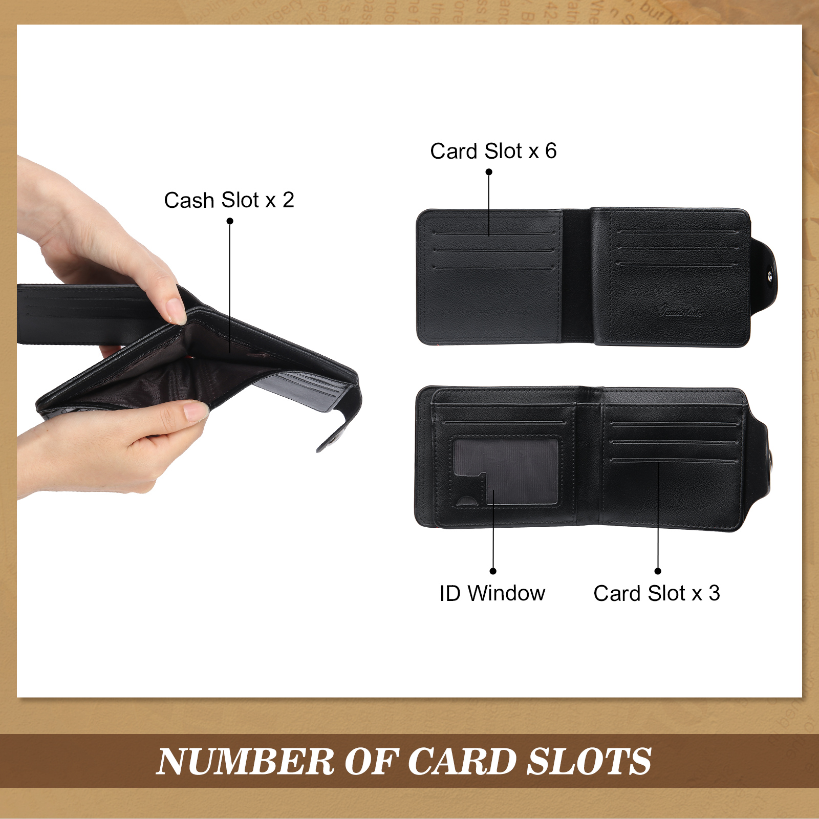 Portafoglio in PU pelle da uomo 1 nome 1 lettera e 1 foto personalizzabili regalo per uomo