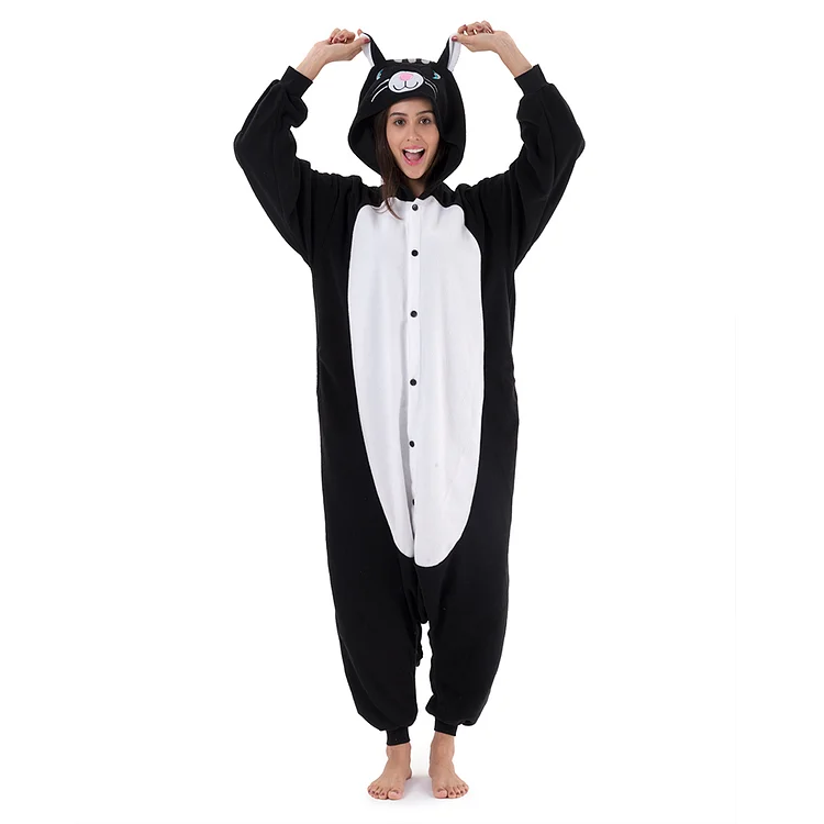 Black Cat Onesie For Adults
