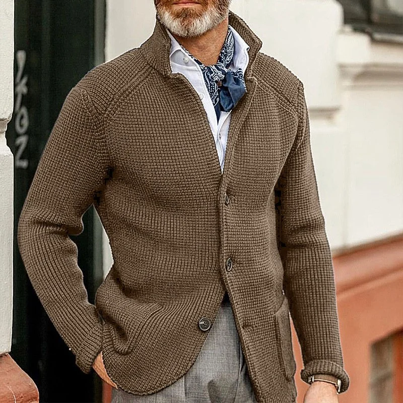 Men's Stand Collar Cardigan Knit Cardigan