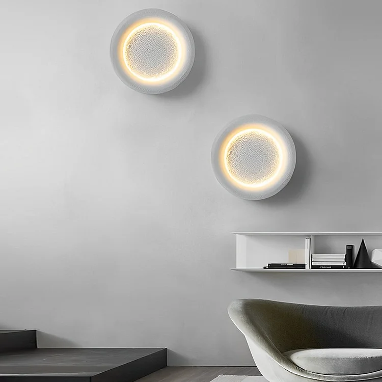 Creative Resin Round Moon LED Nordic Wall Lamp Wall Sconce Lighting - Appledas