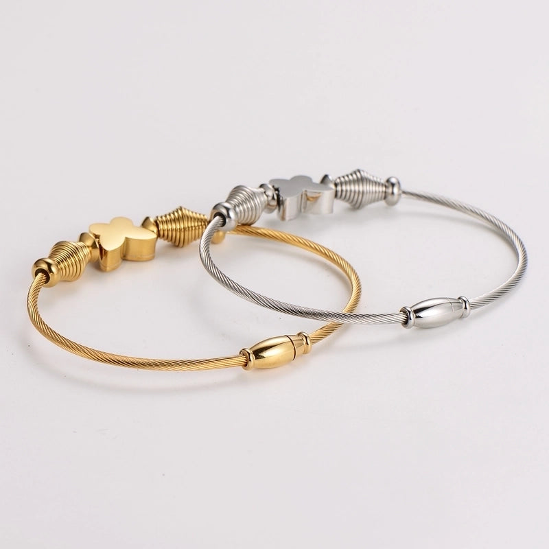 Casual Basic Minimalist Butterfly 304 Stainless Steel 18K Gold Plated Rhinestones Bracelets In Bulk