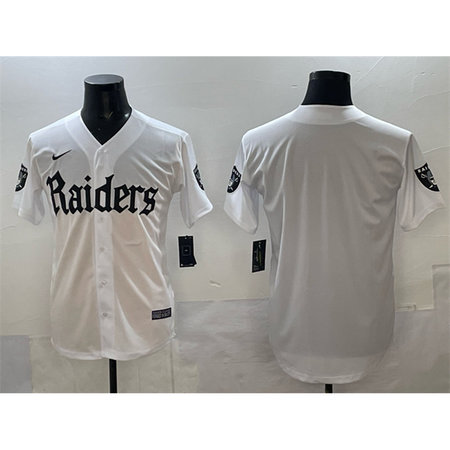 Men's Las Vegas Raiders White "Gothic Sin City Shadows Edition" Vapor Limited Stitched Baseball Jersey