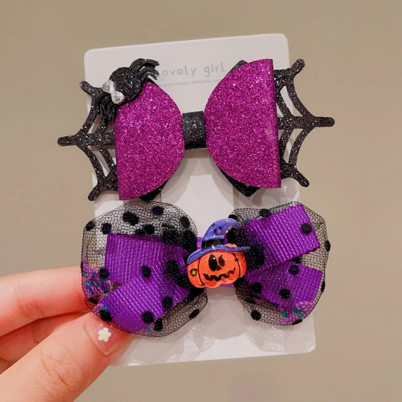 Halloween Cute Funny Women’s Pumpkin Cat Bow Knot Hair Clip