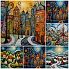 (Multi-Style) Colorful Houses-14CT/18CT Stamped/Counted Cross Stitch 40*40cm/15.75*15.75in