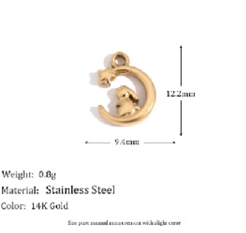 1 Piece 21*17mm 304 Stainless Steel Star Bow Knot Shell Pendant Jewelry Accessories