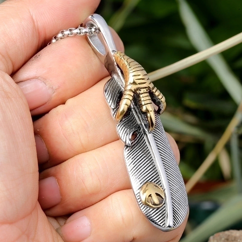 IG Style Cool Style Feather 304 Stainless Steel None 18K Gold Plated Men's