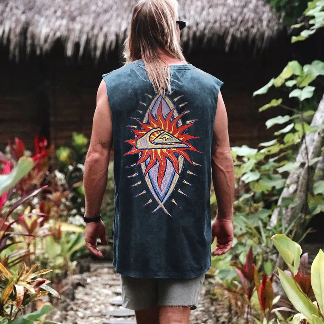 Men's Vintage Quiksilver Surf Sleeveless Top、、URBENIE