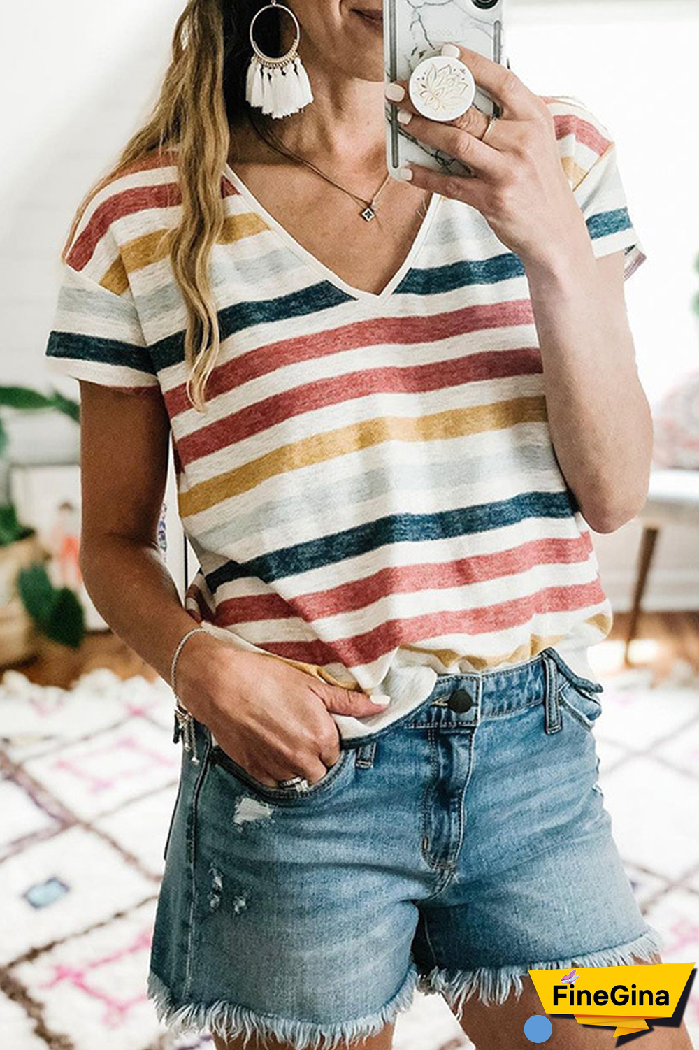 KarliDress Stripes On Stripes Top P12824