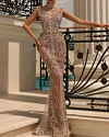 Elegant Beaded Pearl Party Dress - 01