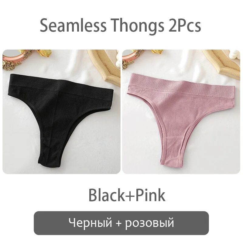 FINETOO Women Thong Panties Sexy Underwear Low Waist G-String Female Underpants Girls Thongs Solid T-back Seamless Lingerie S-XL