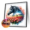 Pferd und Tulpe - Rundbohrer Diamantmalerei - 30*30cm