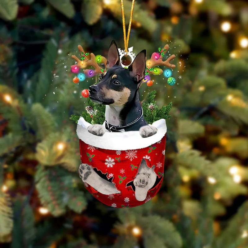 VigorDaily Rat Terrier In Snow Pocket Christmas Ornament SP108