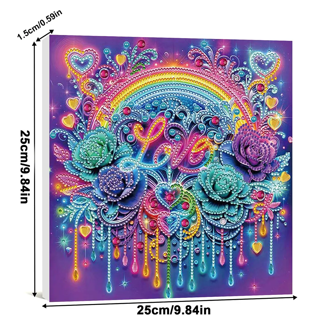 Love Rose DIY Special Shape Drill Diamond Painting Kits with Frame 25x25cm Diamond Dots Paintings Picture Arts Craft for Adults Beginners Home Decor
