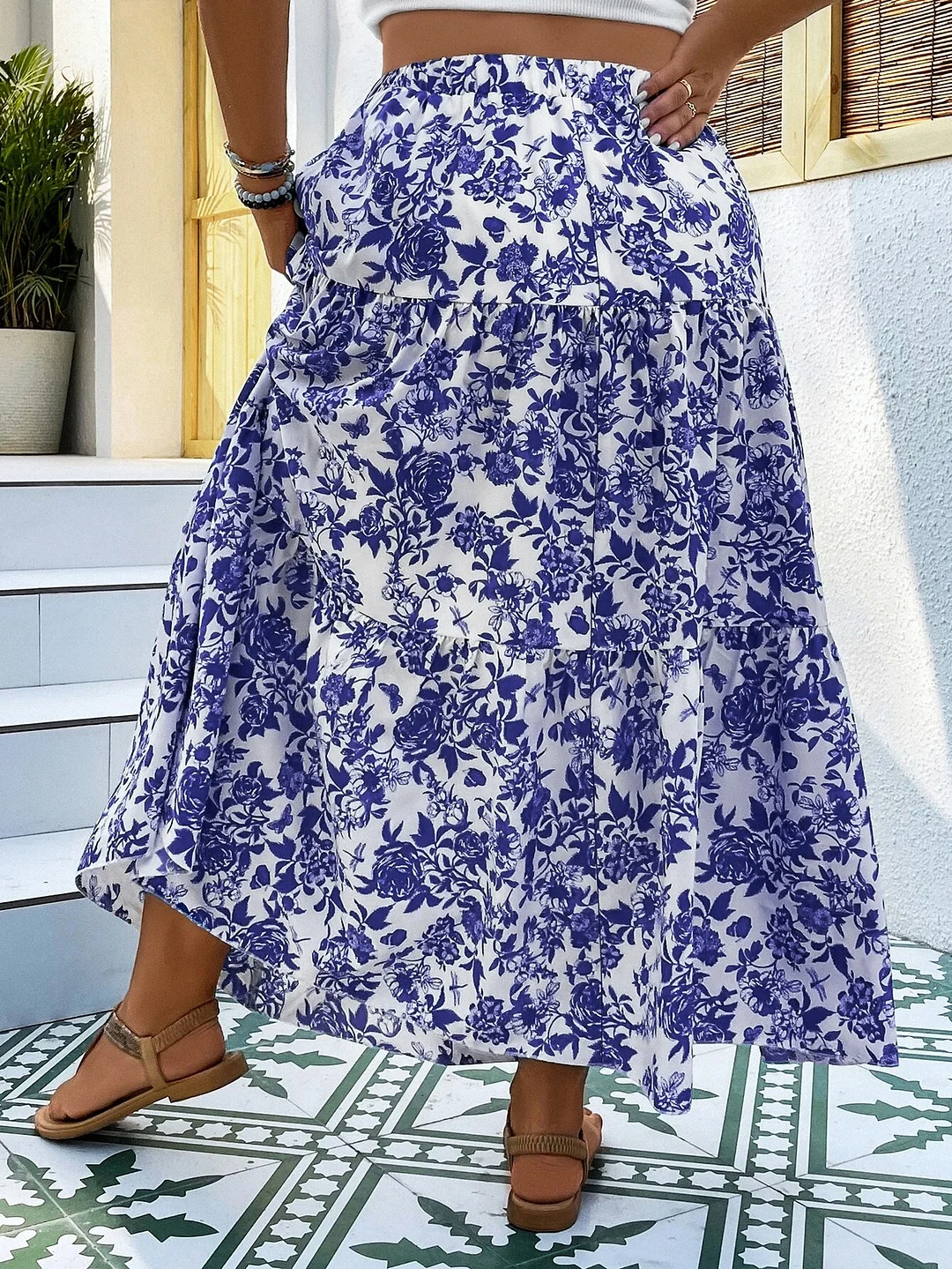 Uveng Uveng Women's Clothing 2024 Summer New Printed Woven Half-Dress Skirt