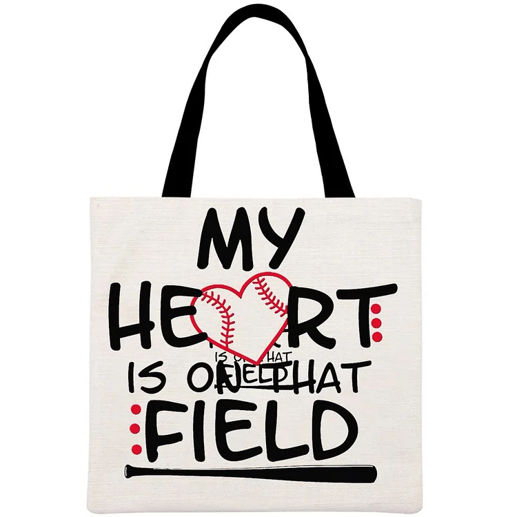 My Heart Is On That Field Printed Linen Bag-Annaletters
