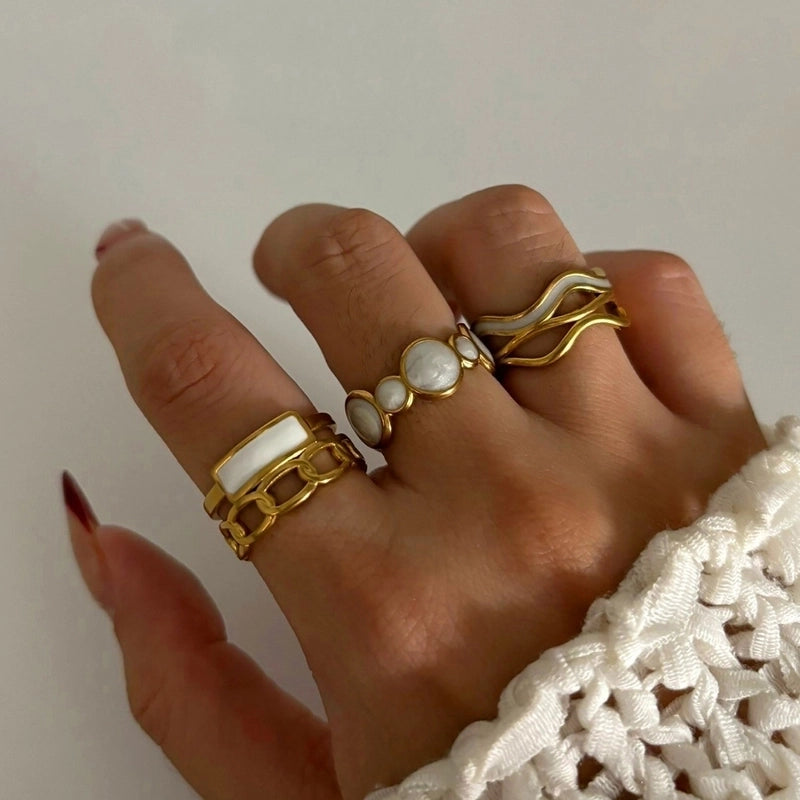 Elegant Solid Color 316L Stainless Steel  Enamel Stainless Steel Rings