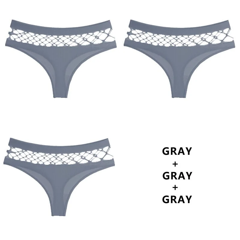 TERMEZY 3Pcs/Lot Hollow Out Lingerie Europe Seamless Sexy Panties Women  Elasticity Underwear Temptation Middle-waist G String