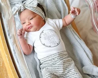 Pornhint Newborn Coming Home Outfit, Gender Neutral Hospital Outfit, Monochrome Infant Outfit, Baby Shower Gift