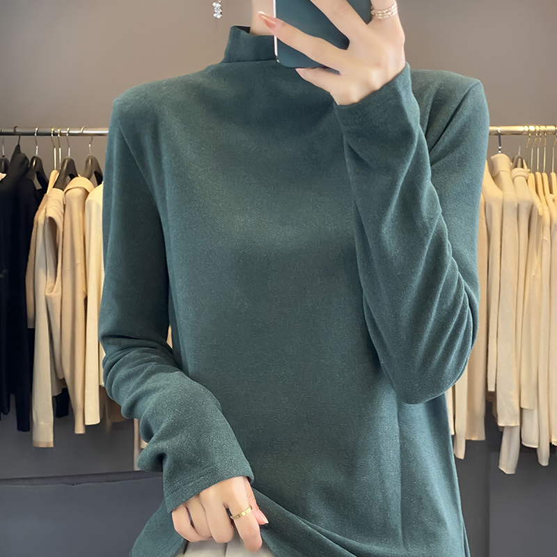 Autumn Winter Women New Fine Darlon Sweater Half-high Collar Solid Pullover Bottoming Knitwear Long Sleeve Skin Friendly Tops | Launchpadint
