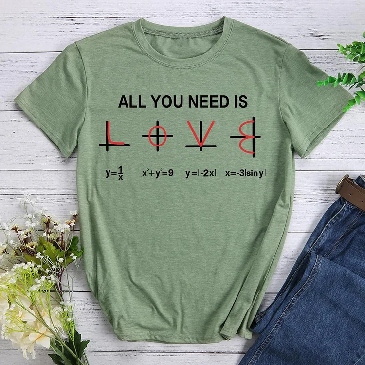 Math Equation All You Need Is Love - Valentines Day T-shirt Tee -011469-Annaletters