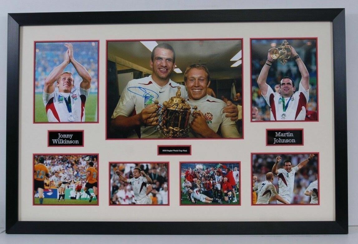 Jonny Wilkinson & Martin Johnson Signed Photo Poster painting Mount Display England RUGBY AFTAL