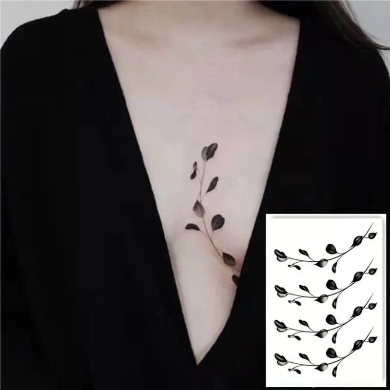 Long Line Temporary Tattoo Stickers Chest Female Waterproof Simple Beaded Arm Collarbone Personality Fake Tattoo Small Pattern