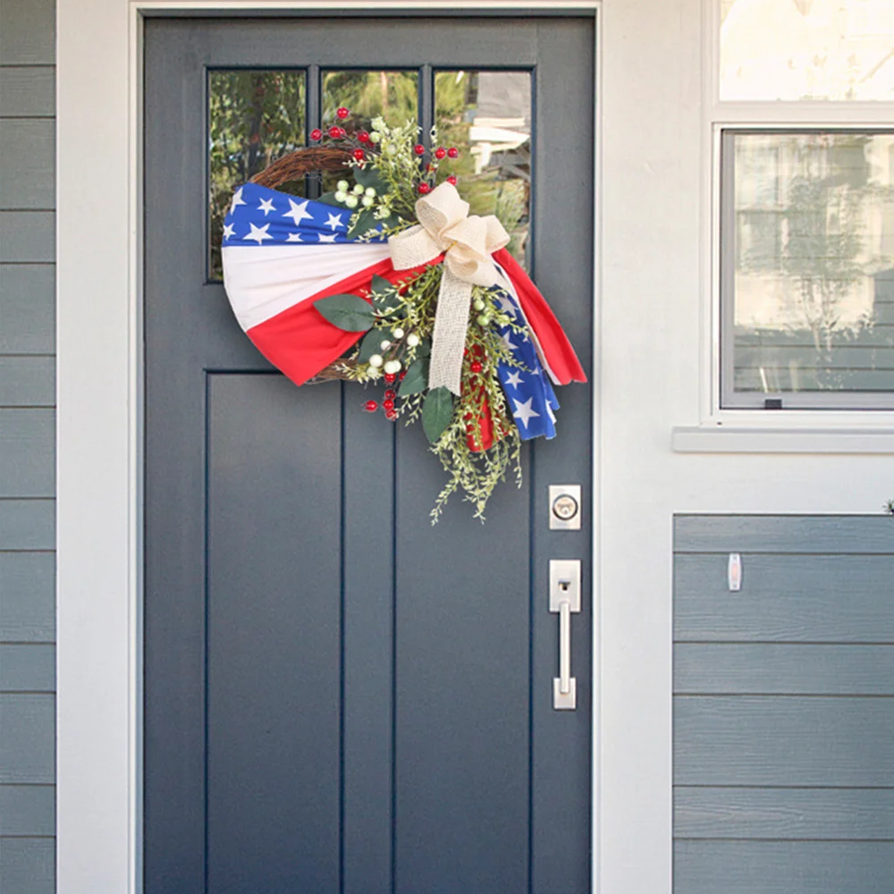American Independence Day Rattan Simulation Wreath Ornament Door Hanging