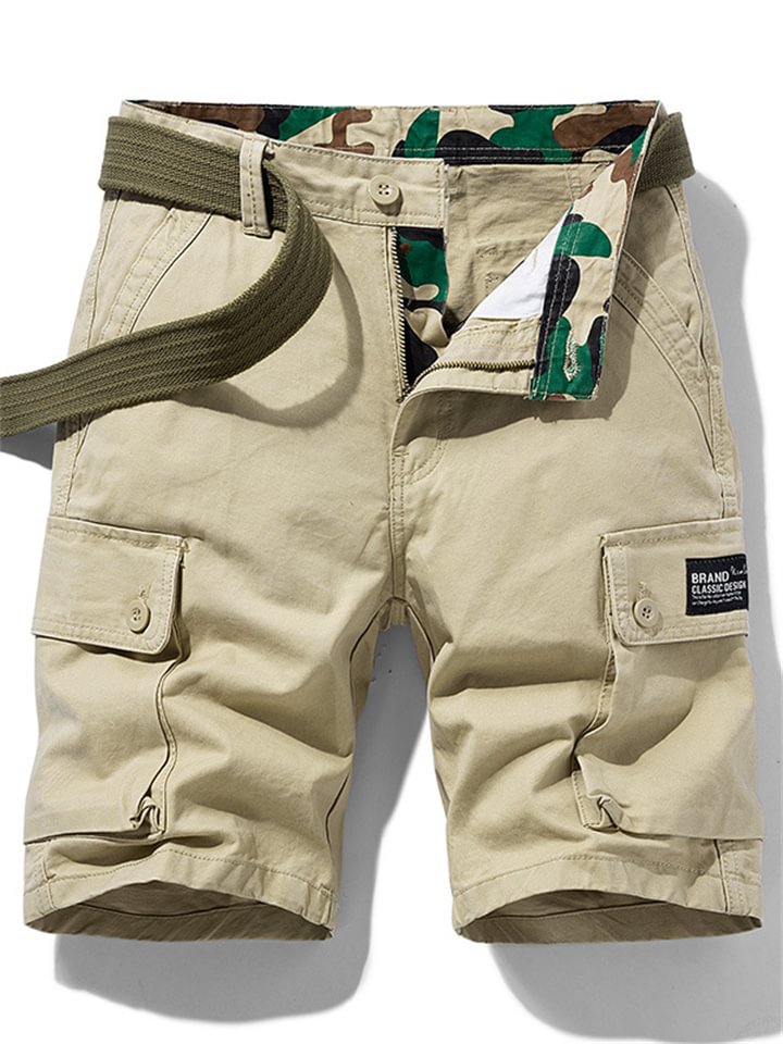 Men's Cargo Shorts Shorts Multi Pocket Straight Leg Print Solid Colored Comfort Wearable Knee Length Outdoor Daily 100% Cotton Sports Stylish Black Army Green -vasmok