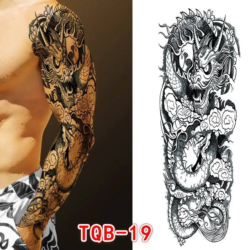 Sdrawing Temporari Tattoo Sticker for Men Death Skull Henna Skeleton King Animal Arm Leg Tatoo Pattern Fake Tattoo for Woman