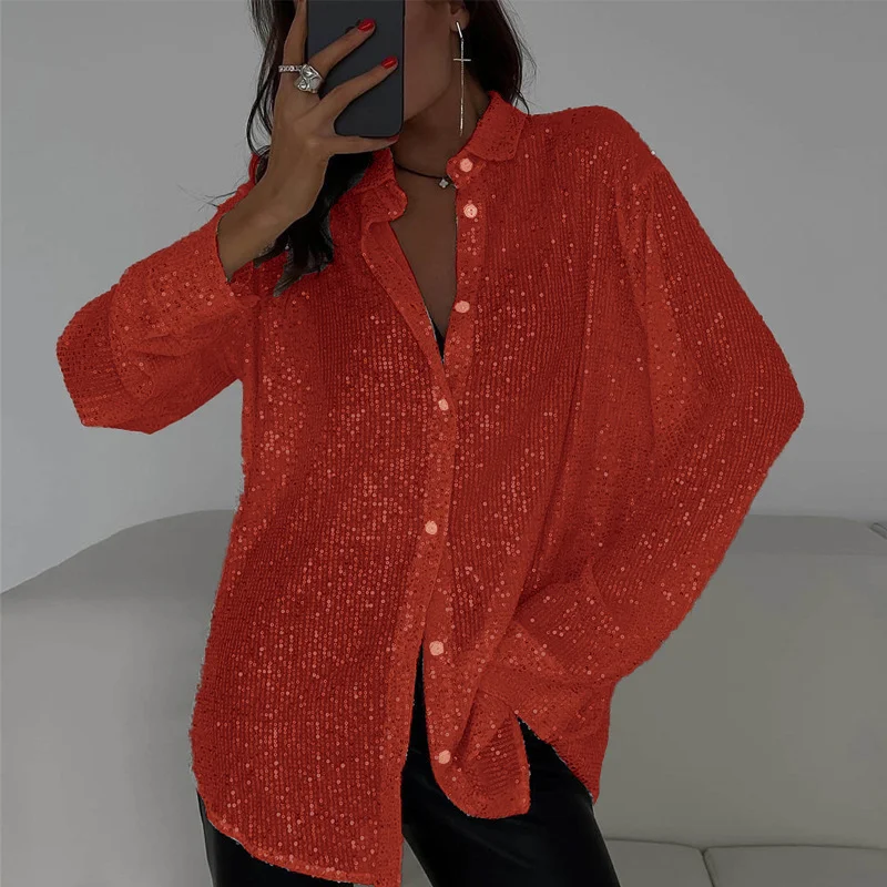 Uveng Uveng 2025 New Pearl Blouse Collared Long-Sleeved Sleeve-Jersey Basic Women's Shirt Coat